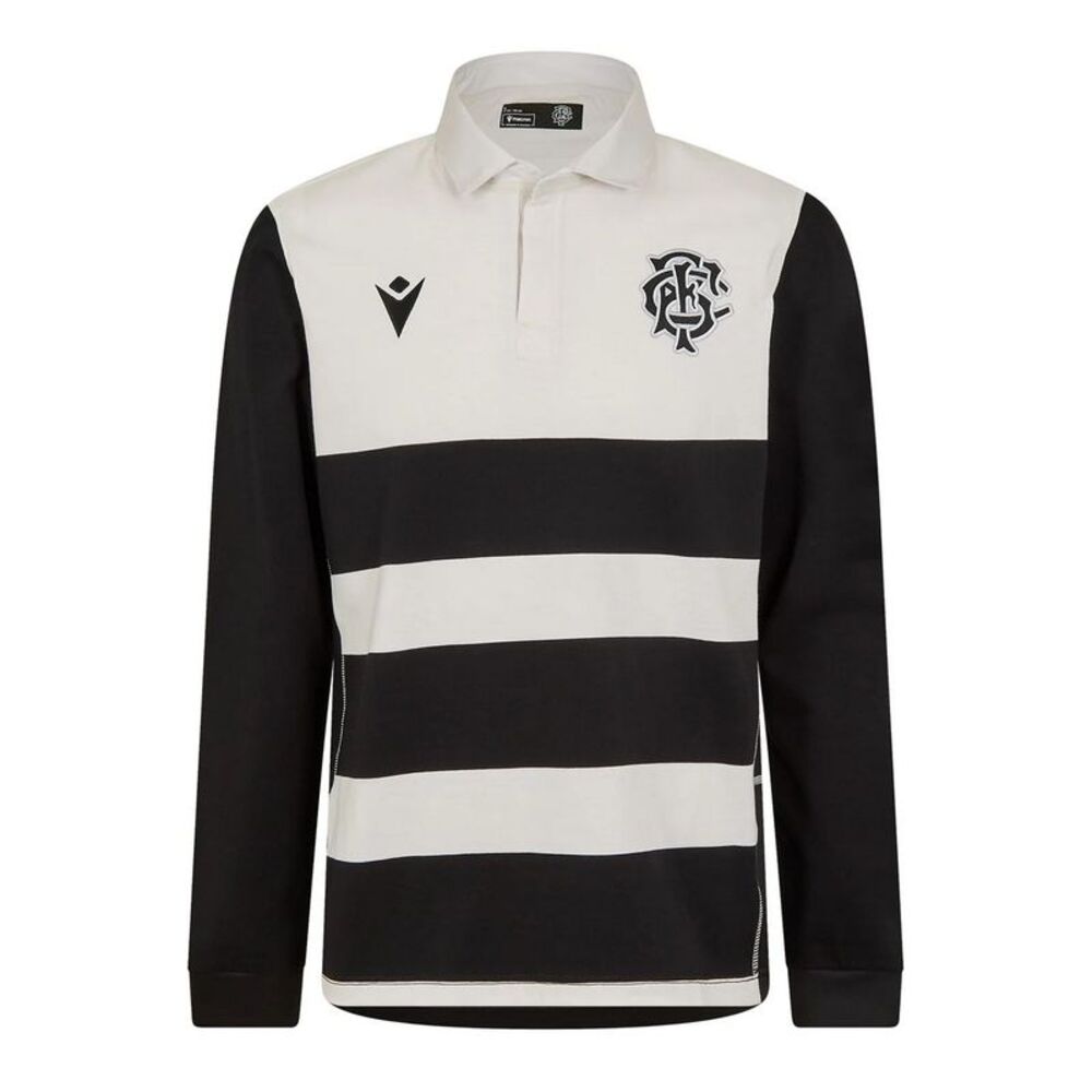 Macron Unisex Adult Barbarians 24/25 Long-Sleeved Home Shirt / Black/White